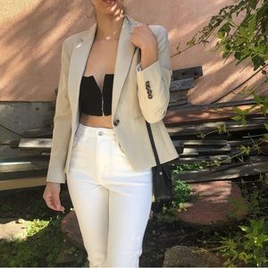 2 Piece Outfit! Zara White Jeans and urban Outfitters Bustier Crop Top